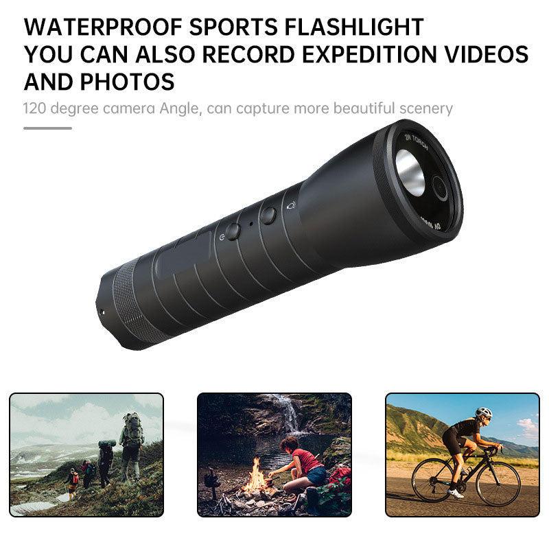 Outdoor HD Night Vision Flashlight, Waterproof, Helmet Camera